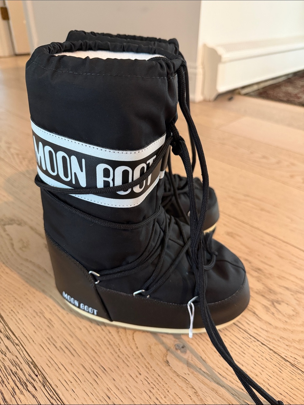 Moon Boot Black and White Kids Snow Boots